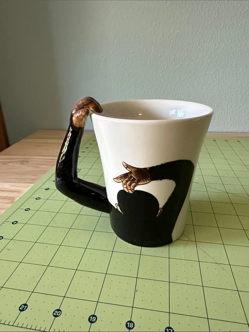 Pier 1 Novelty Monkey Handle Ceramic Coffee Mug - Brown & White